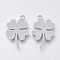 Tarnish Resistant 201 Stainless Steel Pendants, Laser Cut Pendants, Clover, Stainless Steel Color, 19.5x12.5x1mm, Hole: 1.2mm