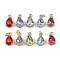 Brass Pave Cubic Zirconia Pendants, Teardrop Charms, with Glass & Jump Ring, Rack Plating, Real 18K Gold Plated/Platinum, Lead Free & Cadmium Free, Long-Lasting Plated, Mixed Color, 11.5x7x5.5mm, Hole: 1.6mm
