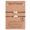 2Pcs Brass Enamel Butterfly Link Bracelets Set, Adjustable BFF Bracelets for Women, Golden, White, 4-3/4~9 inch(12~23cm)