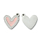 304 Stainless Steel Manual Polishing Charms, with Enamel, Heart Charm, Stainless Steel Color, 13x10.5x1.5mm, Hole: 1.2mm
