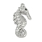 Brass Micro Pave Cubic Zirconia Pendants, Cadmium Free & Nickel Free & Lead Free, Sea Horse, Platinum, 23x12x3.5mm, Hole: 1.2mm