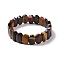 Natural Tiger Eye Oval Beaded Stretch Bracelet, Gemstone Jewelry for Women, Inner Diameter: 2-1/8 inch(5.4~5.5cm)