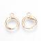 Brass Huggie Hoop Earring Findings, with Loop, Cadmium Free & Nickel Free & Lead Free, Rose Gold, 15x11.5x2mm, Hole: 2mm, Pin: 1mm