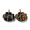Natural Tiger Eye Copper Wire Wrapped Pendants, Cloud Charms with Brass Beads, Rack Plating, Platinum, 47~50x44.5~45x11~12mm, Hole: 6x5.5mm