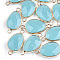 Natural White Jade Links connectors, with Brass Findings, Faceted, Dyed, teardrop, Golden, 27.5x14.5~15x6~6.5mm, Hole: 2mm