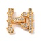 Brass Micro Pave Clear Cubic Zirconia Fold Over Clasps, Nickel Free, Real 18K Gold Plated, 17x17x5mm, Hole: 1.2mm