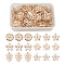 Alloy Rhinestone Pendants, Star & Flower & Leaf, Light Gold, 30~36x23~30mm, Hole: 1.5~2mm, 60pcs/box