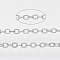 Brass Coated Iron Cable Chains, Soldered, with Spool, Flat Oval, Platinum, 2.2x1.7x0.3mm, about 39.37 Feet(12m)/roll