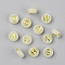 Luminous Acrylic Beads, Metal Enlaced, Horizontal Hole, Flat Round with Letter, Mixed, 9.5x4.5mm, Hole: 2mm