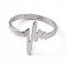 Non-Tarnish 201 Stainless Steel Heart Beat Adjustable Ring for Women, Stainless Steel Color, US Size 6 1/4(16.7mm)
