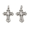 Brass Micro Pave Cubic Zirconia Pendants, Long-Lasting Plated, Cross, Platinum, 26x19x4mm, Hole: 4.5x2.7mm