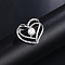 Heart Alloy Rhinestone Brooches for Women, with Plastic Pearl, Platinum, 34x35mm