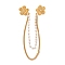 304 Stainless Steel Pave Clear Cubic Zirconia & ABS Pearl Flower Hanging Chain Brooch, Golden, 170mm