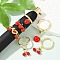 Brass Enamel Open Cuff Rings for Women, Rack Plating, Fruit Theme, Lasting Plated, Cadmium Free & Lead Free, Real 18K Gold Plated, Inner Diameter: 17~18mm