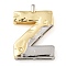Brass Pendants, Cadmium Free & Nickel Free & Lead Free, Real 18K Gold Plated And Platinum, Letter Charms, Letter Z, 28x19.5x4.5mm, Hole: 3.5x2mm
