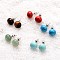 Natural & Synthetic Mixed Stone Stud Earrings, with Platinum Tone Brass Findings, 21.5x12mm, Pin: 0.7mm