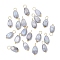 20Pcs Opaque Baking Painted Crackle Glass Charms, Melon Seeds, with Brass Loops, Golden, Faceted, Silver, 13.5x6x4.5mm, Hole: 3mm, 20pcs/set