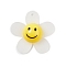 Frosted Translucent Acrylic Pendants, Sunflower with Smiling Face Charm, White, 29x30x9mm, Hole: 1.8mm