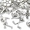 35Pcs 5 Styles Tibetan Style Zinc Alloy Pendants, Mixed Shapes, Antique Silver, 18~30x14.5~18x1~5mm, Hole: 1.5~2mm, 7pcs/style