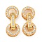 925 Sterling Silver Micro Pave Clear Cubic Zirconia Fold Over Clasps, Ring, Real 18K Gold Plated, 16mm, Hole: 1.5mm