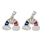 Brass Micro Pave Cubic Zirconia Pendants, Cadmium Free & Lead Free, Rainbow Charms, Platinum, 12.5x14.5x3mm, Hole: 4.5x2.3mm