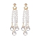 Clear Glass Teardrop Tassel Chandelier Earrings, Brass Long Drop Earrings for Women, Golden, 65mm, Pin: 0.6mm