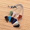 Platinum Tone Brass Natural & Synthetic Mixed Stone Cone Hexagonal Pointed Dowsing Pendulums, with Lobster Claw Clasps, 230x3mm