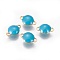 Ion Plating(IP) 304 Stainless Steel Enamel Links connectors, Enamelled Sequins, Flat Round, Golden, Deep Sky Blue, 12x8x4mm, Hole: 1.4mm
