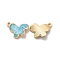 Alloy Enamel Pandants, Lead Free & Cadmium Free, Light Gold, Butterfly Charm, Light Blue, 18x15x3mm, Hole: 1.6mm