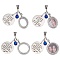 Alloy Locket Pendant, with Glass, Platinum, 65mm, 2pcs/set
