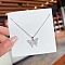 Stainless Steel Cable Chain Necklaces, Rhinestone Pendant Necklaces, Butterfly, 8.27~19.69 inch(21~50cm)