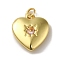 Rack Plating Brass Micro Pave Cubic Zirconia Pendants, Cadmium Free & Lead Free, Heart, Navajo White, 17x15.5x4mm, Hole: 3mm