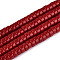 Opaque Solid Color Glass Beads Strands, Flat Round, FireBrick, 6~6.5x3~3.5mm, Hole: 0.8mm, about 114~116pcs/strand, 14.76~14.96 inch(37.5~38cm)