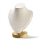 Microfiber Necklace Display Stands, Desktio Bust Shaped Necklace Holder with Wood Base, White, 14x8.5x18.5cm