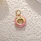 Brass Enamel Pendants, with Jump Ring, Golden, Donut, 14x9mm