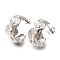 Rack Plating C-Shaped Brass Pave Clear Cubic Zirconia Stud Earrings, Long-Lasting Plated, Lead Free & Cadmium Free, Platinum, 20x11mm