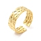 Ion Plating(IP) 304 Stainless Steel Cuff Wide Band Finger Rings, Texture Open Rings for Women, Real 18K Gold Plated, Inner Diameter: 18mm