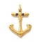 316L Stainless Steel Micro Pave Clear Cubic Zirconia Pendants, Boat Anchor, Real 18K Gold Plated, 62.5x40x7mm, Hole: 4.5mm