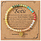 Summer Brass Charm Bracelets, Synthetic Gemstone Rondelle Beaded Stretch Bracelets for Women, with TOHO Seed Beads & Greeting Card, Oval, Inner Diameter: 6-7/8 inch(17.5cm)