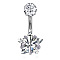Clear Cubic Zirconia Belly Button Rings, Stainless Steel Piercing Navel Rings, Curved Barbell Body Jewelry for Women, Stainless Steel Color, Star, 8~13mm, Bar: 10x1.5mm