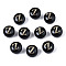 Handmade Lampwork Beads, with Golden Plated Brass Etched Metal Embellishments, Flat Round with Alphabet, Letter.Z, 8x5mm, Hole: 0.8mm