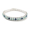 Rack Plating Brass Rhombus Link Bracelet, Cubic Zirconia Tennis Bracelets, Long-Lasting Plated, Cadmium Free & Lead Free, Silver, 7-1/2 inch(19cm)