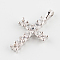 Cross Brass Micro Pave Cubic Zirconia Pendants, Platinum, 23.5x13~14x3mm, Hole: 3x2mm