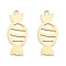 Ion Plating(IP) 201 Stainless Steel Pendants, Candy, Real 18K Gold Plated, 26.5x11x1.5mm, Hole: 1.6mm