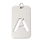 304 Stainless Steel Pendants, with Jump Ring, Rectangle with Hollow Letter Charm, Anti-Tarnish, Laser Cut, Letter A, 49.5x28x1.5mm, Hole: 6.5mm