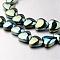 Electroplate Non-magnetic Synthetic Hematite Bead Strands, Heart, Green Plated, 8x8x3mm, Hole: 0.7mm, about 55pcs/strand, 15.7 inch