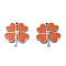 304 Stainless Steel Enamel Charms, Stainless Steel Color, Heart Clover Charms, Chocolate, 15x15x1.5mm, Hole: 1mm