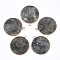 Natural Labradorite Pendants, with Brass Findings, Flat Round, Golden, 35~36x31~32x3mm, Hole: 2mm