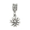 Rack Plating Brass European Dangle Charms, Love Flower Large Hole Pendants, Lead Free & Cadmium Free, Antique Silver, 26.5mm, Hole: 4.5mm