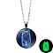 Luminous Glow in the Dark Glass Wolf Pendant Necklace with Alloy Chains, Platinum, 17.72 inch(45cm)